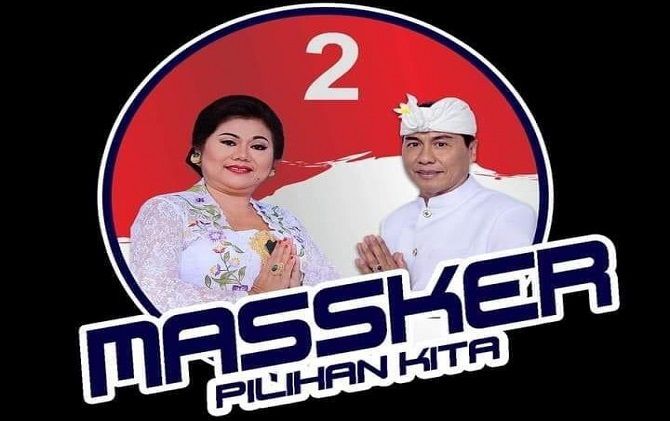Poster Paket Massker pilkada karangasem, pilkada 2020, paket massker, warga babakan, nyatakan dukungan, bekerja untuk rakyat