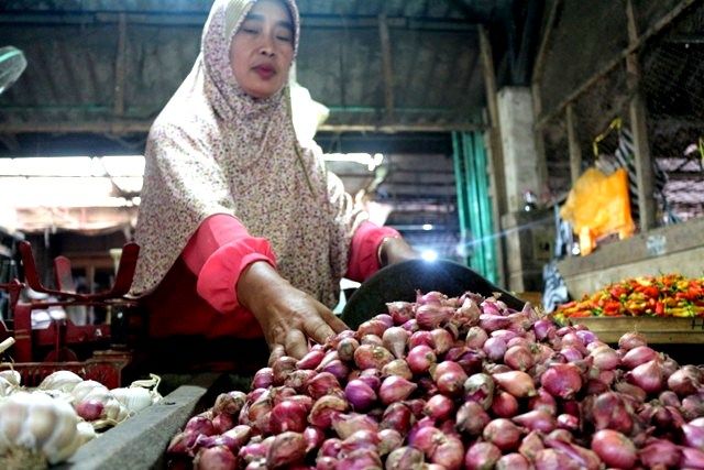 TURUN: Stok bawang merah saat ini melimpah. bawang merah