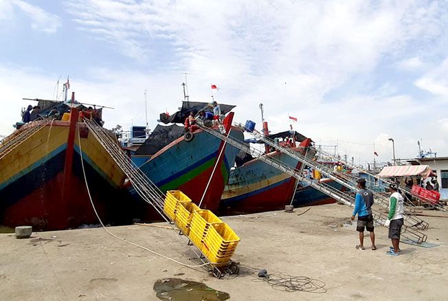 SIAP DILELANG: Para nelayan menurunkan ikan hasil tangkapan di TPI 2 Juwana. SIAP DILELANG: Para nelayan menurunkan ikan hasil tangkapan di TPI 2 Juwana.