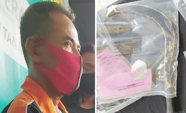 DITANGKAP: Tersangka Mat Nadim saat diamankan Satreskrim Polres Pelabuhan Tanjung Perak beserta barang bukti celurit yang dipakainya menghabisi nyawa Achmad Suhandi, Sabtu (17/10). DITANGKAP: Tersangka Mat Nadim saat diamankan Satreskrim Polres Pelabuhan Tanjung Perak beserta barang bukti celurit yang dipakainya menghabisi nyawa Achmad Suhandi, Sabtu (17/10).