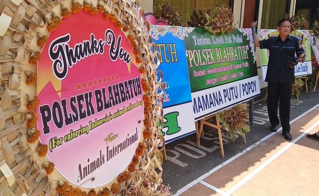 Viral Polsek Blahbatuh Banjir Karangan Bunga Dari Pecinta Binatang
